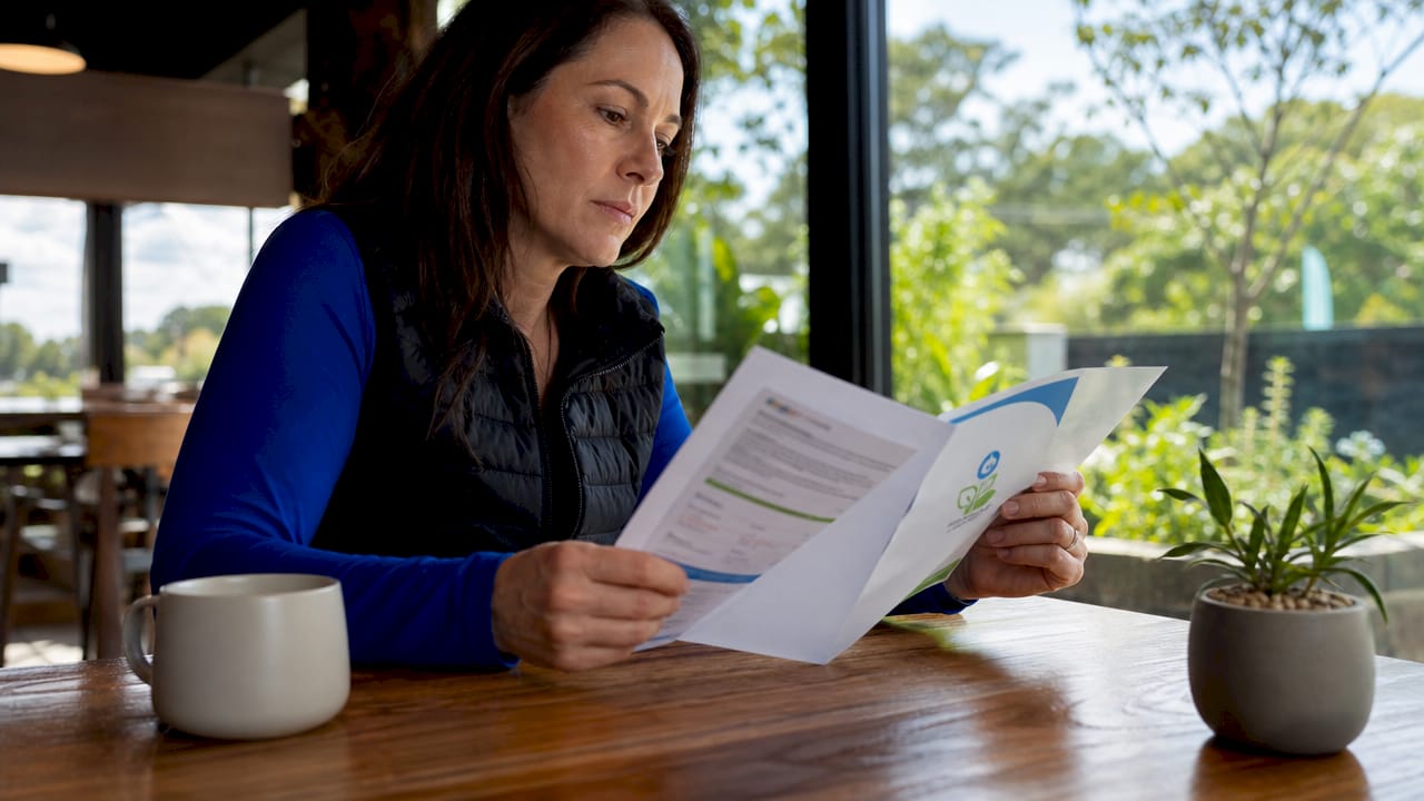 Manager reviewing green cleaning certification documents