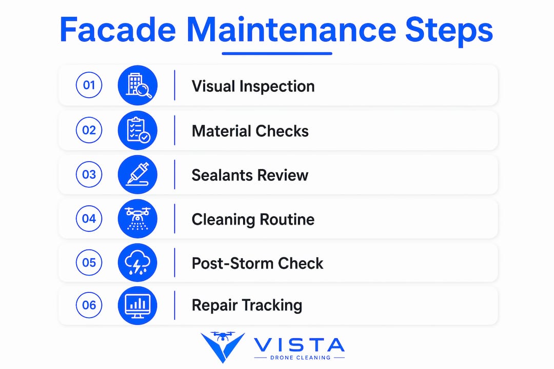 Infographic of facade maintenance checklist steps