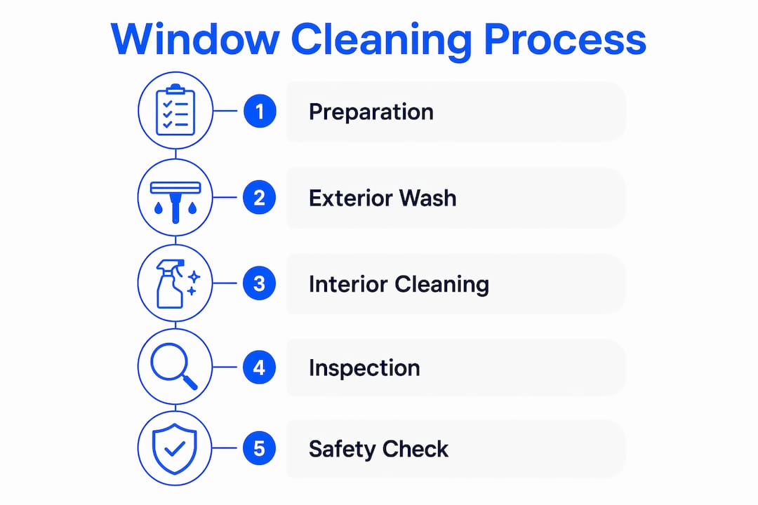 Infographic showing commercial window cleaning process steps