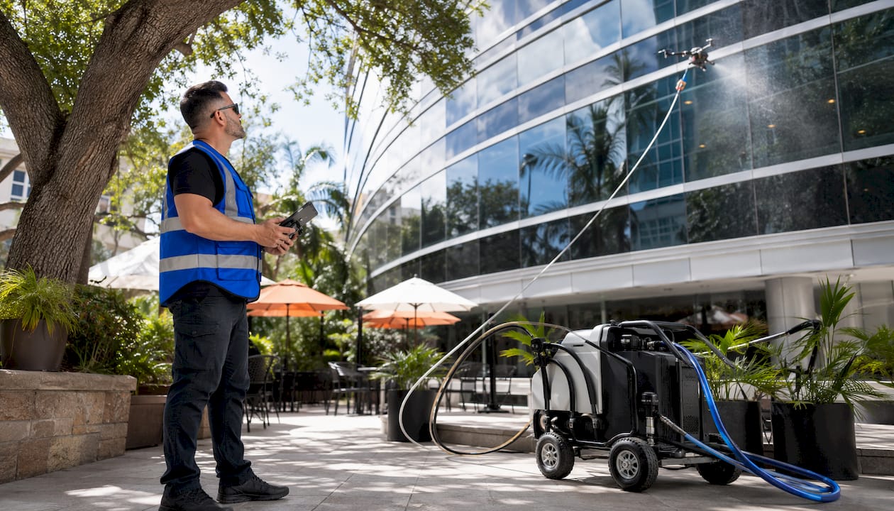 Ground-Based Exterior Cleaning for South Florida High-Rises Ground-Based Exterior Cleaning for South Florida High-Rises