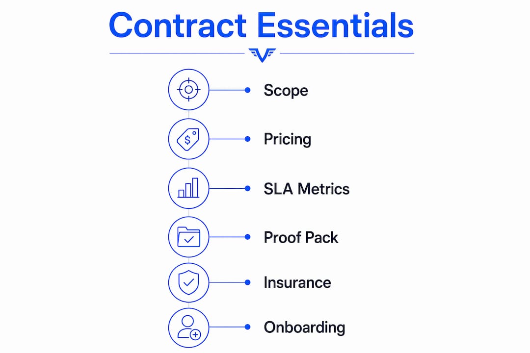 Infographic outlining essential cleaning contract components
