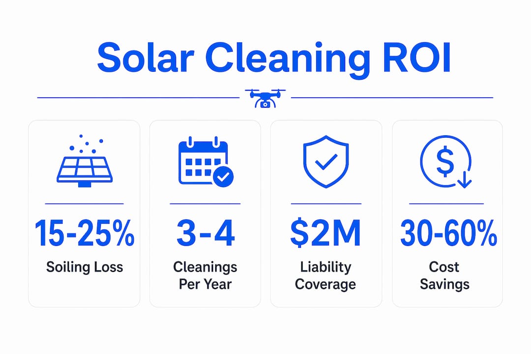 Infographic highlighting solar panel cleaning ROI statistics