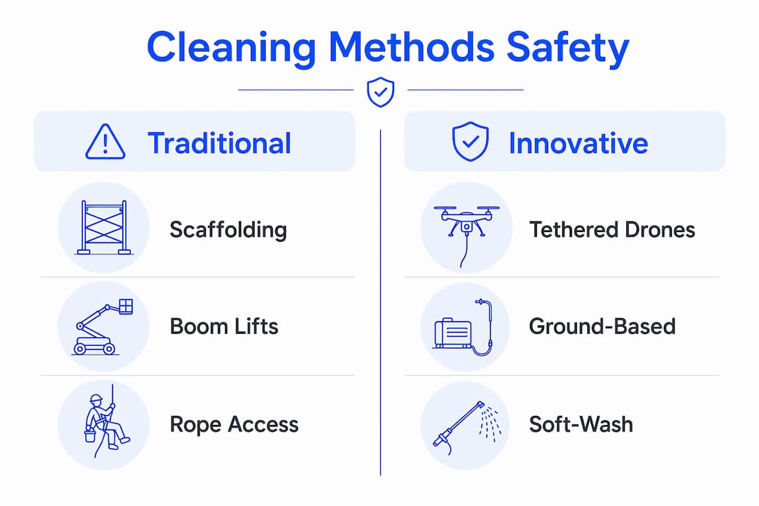 Infographic comparing safety of cleaning methods