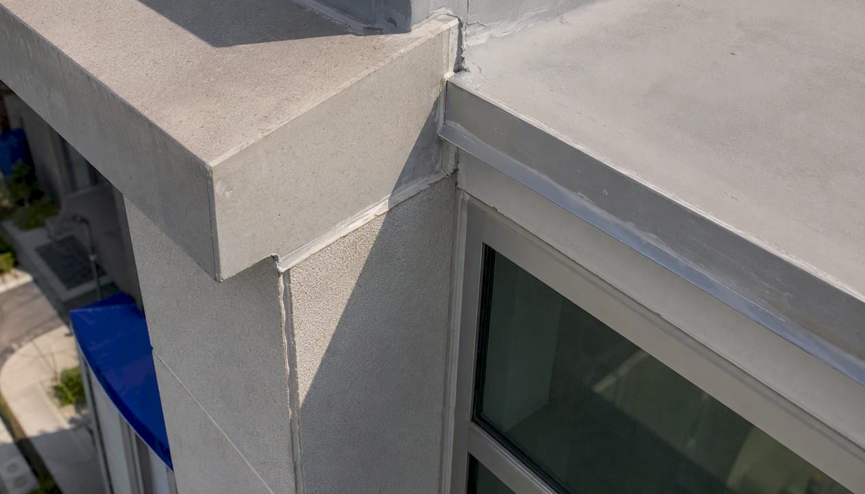 Close-up of building envelope components and materials