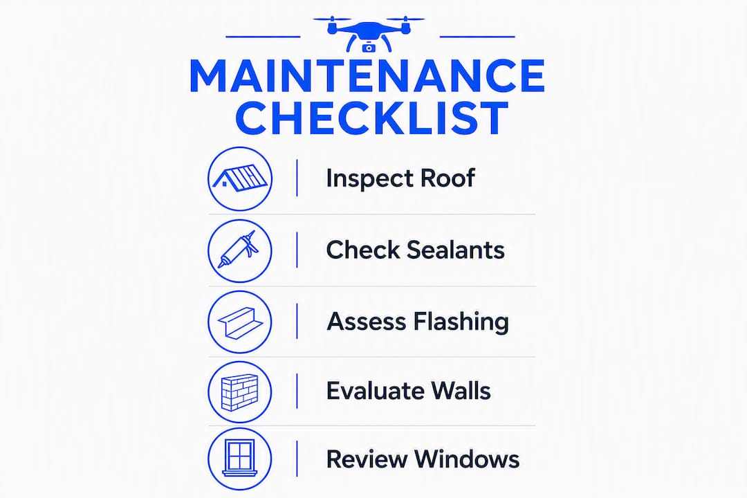 Infographic showing building envelope maintenance checklist
