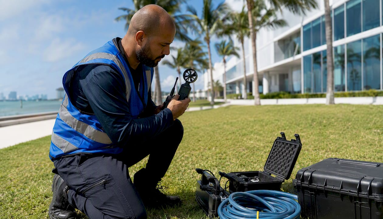 Drone pilot performing site survey