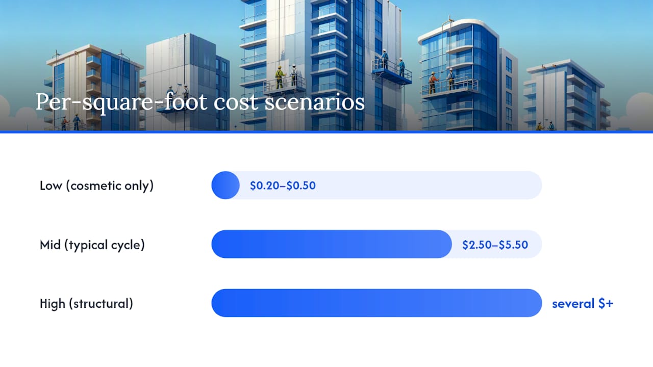 Cost scenarios for condo facade maintenance