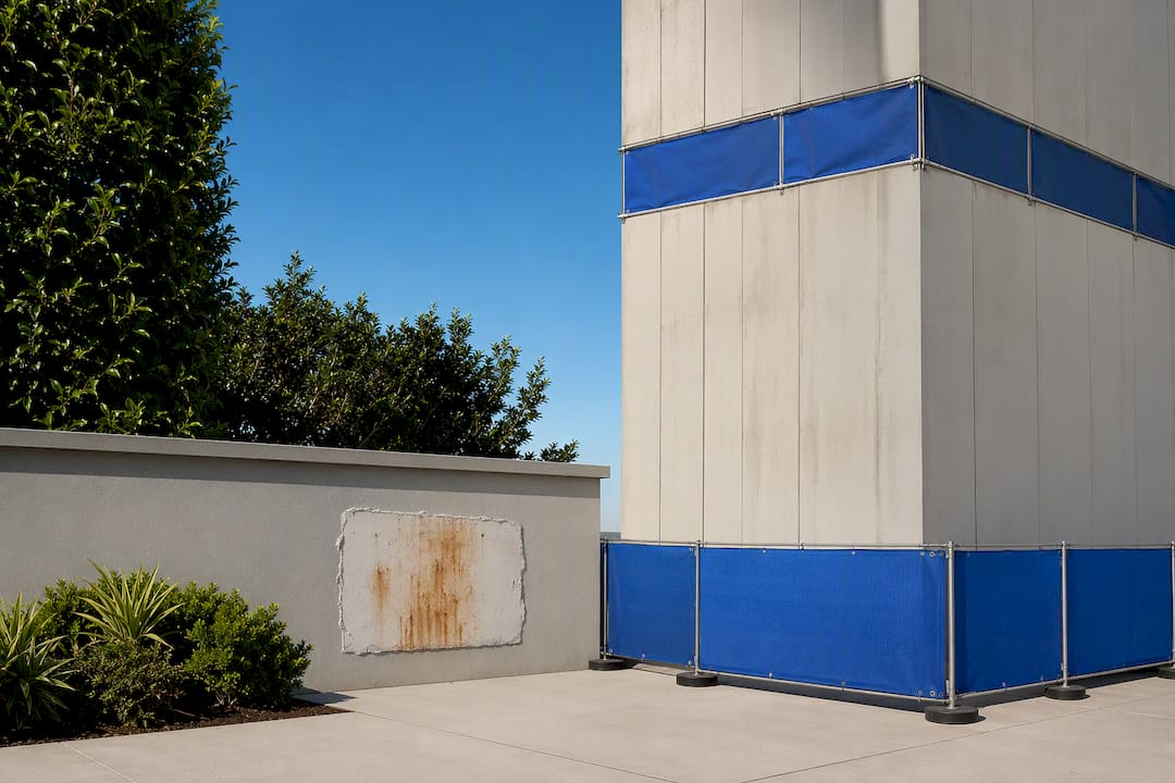 Ground-level versus elevated concrete poultice work