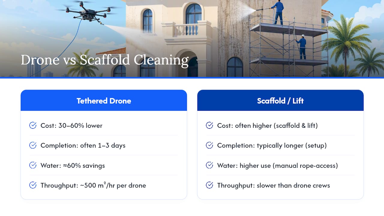 Drone cleaning cost and timeline comparison