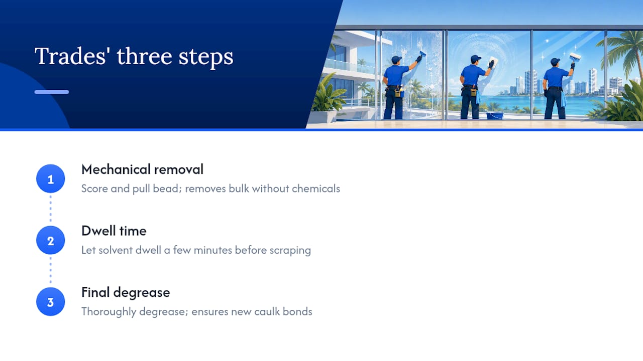 Three-step silicone removal process