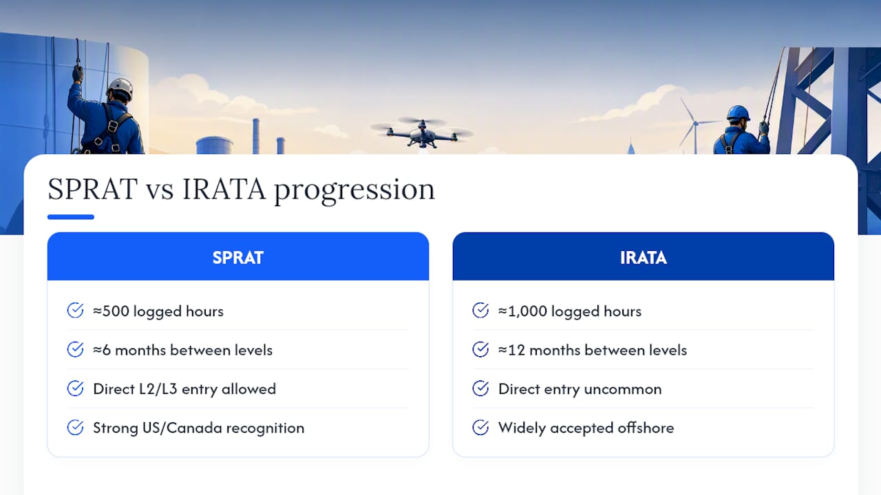 SPRAT and IRATA hours and timing comparison