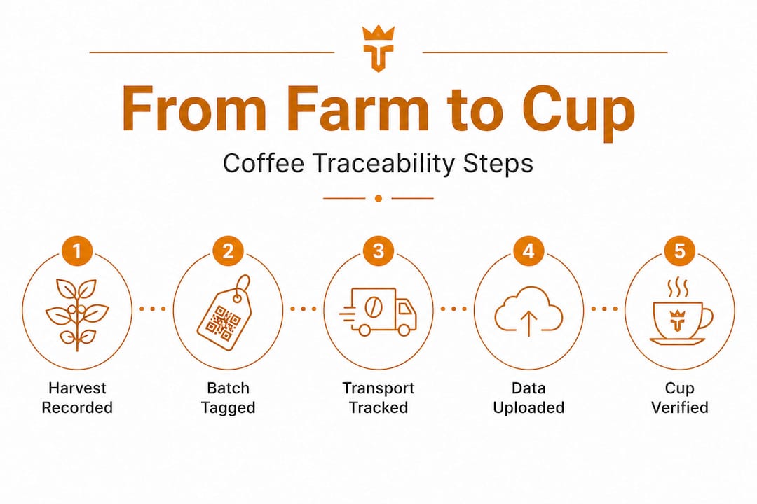 Infographic with steps in coffee traceability process