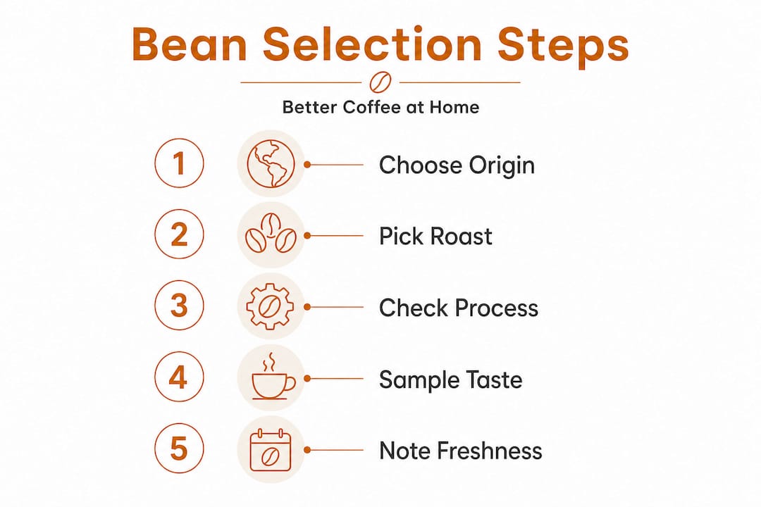 Infographic showing coffee bean selection process