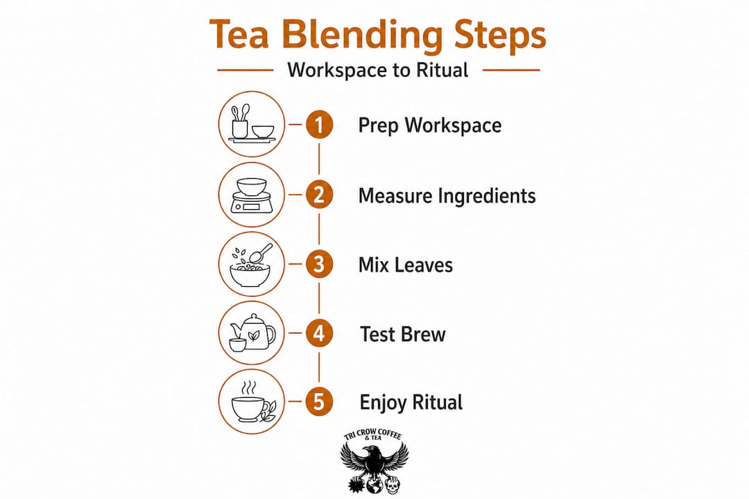 Infographic workflow for blending tea at home