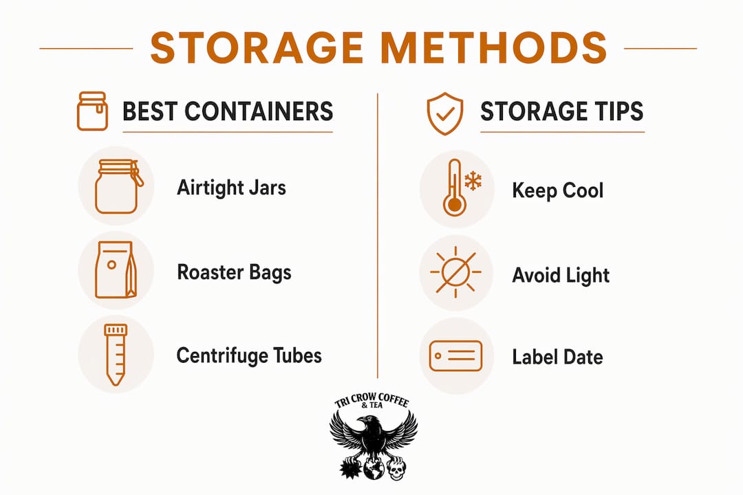 Infographic comparing coffee storage containers and best practices
