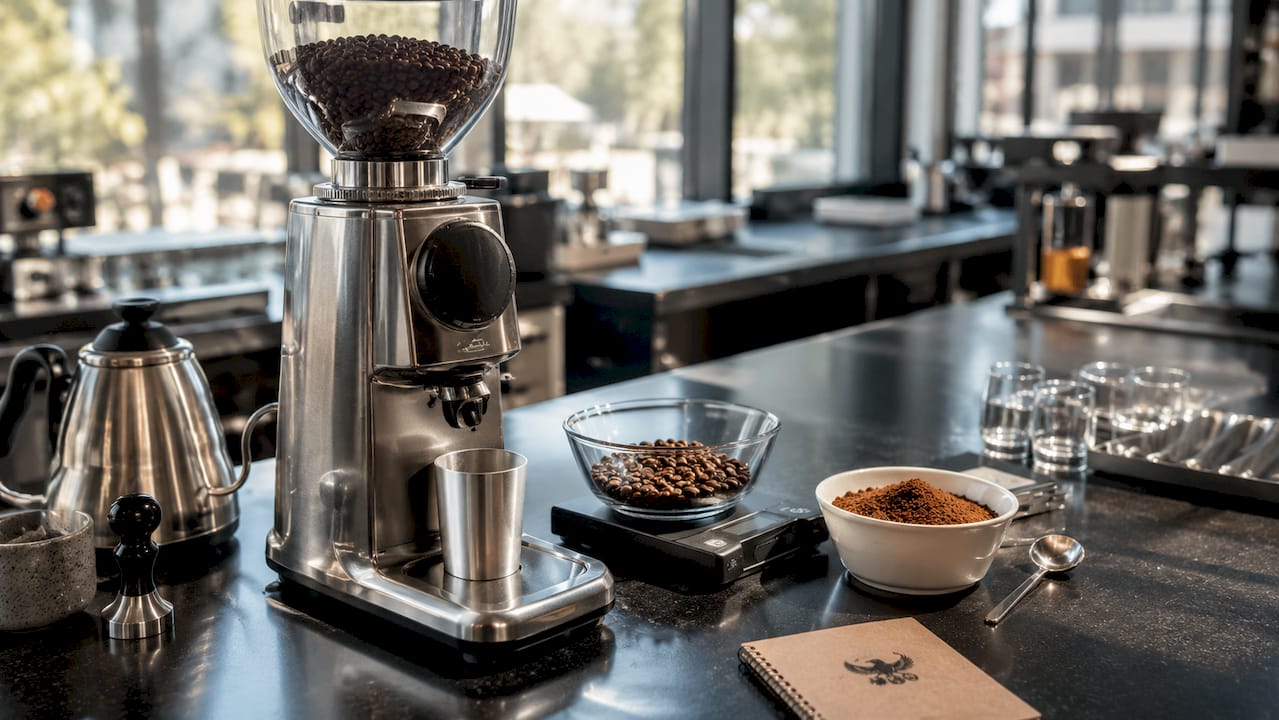 Coffee cupping equipment and tools setup