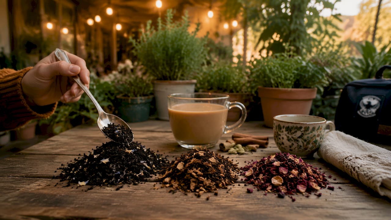 Overhead view of popular loose leaf teas