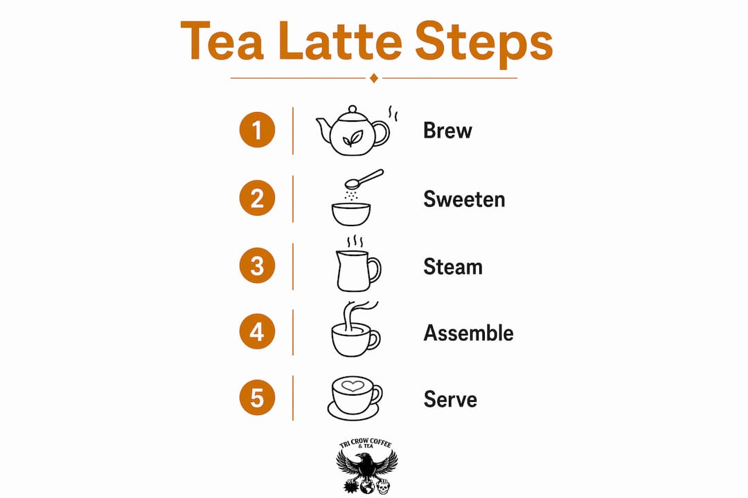 Infographic illustrating tea latte steps