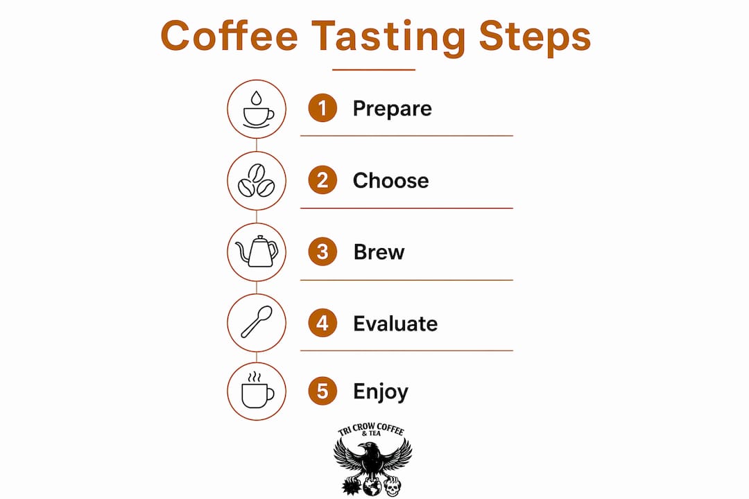 Infographic showing coffee tasting steps