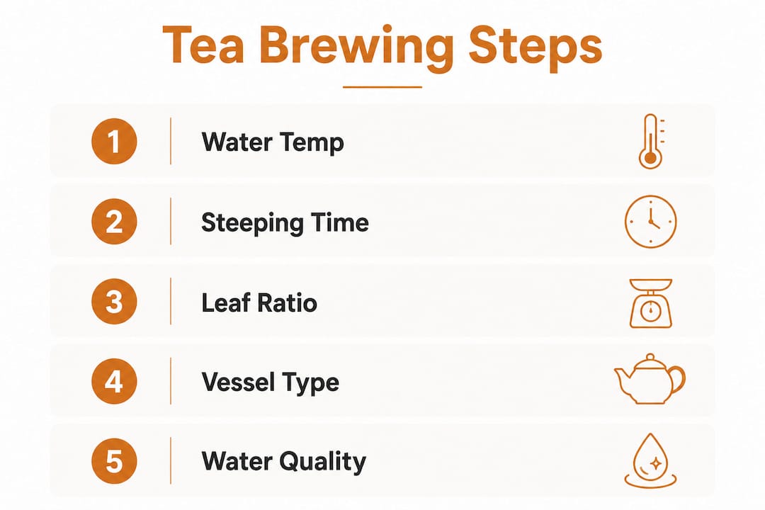 Infographic showing tea brewing steps with icons