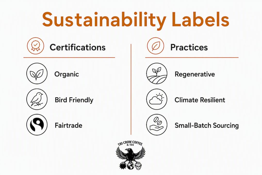 Infographic comparing sustainability certifications and practices