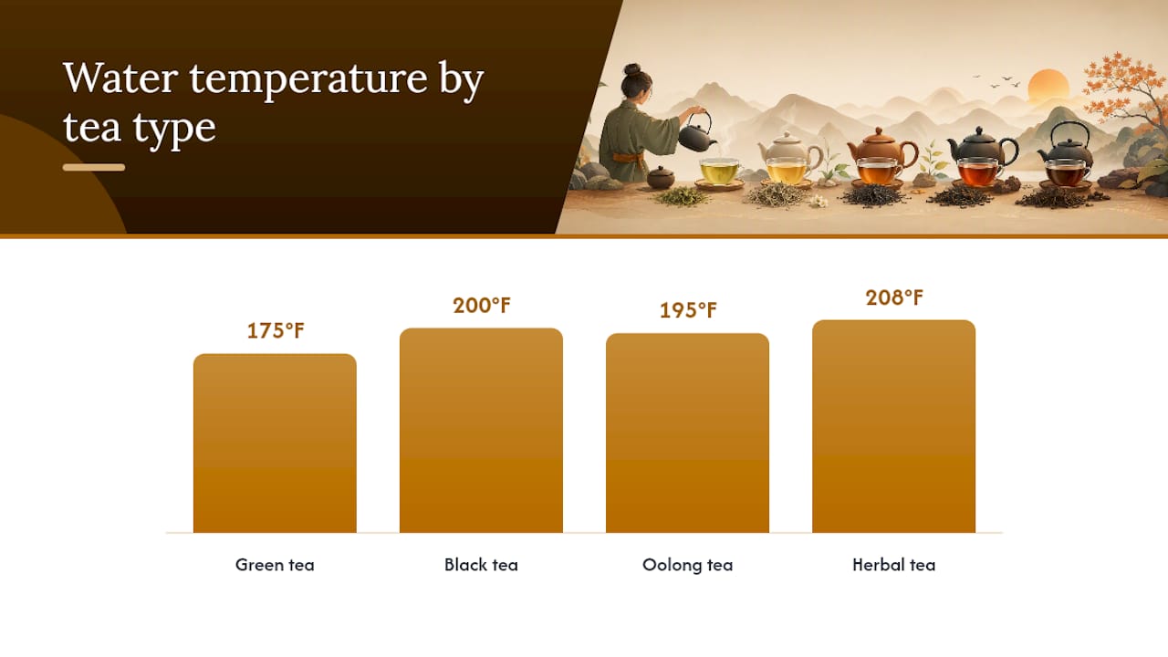 Chart of brewing parameters by tea type