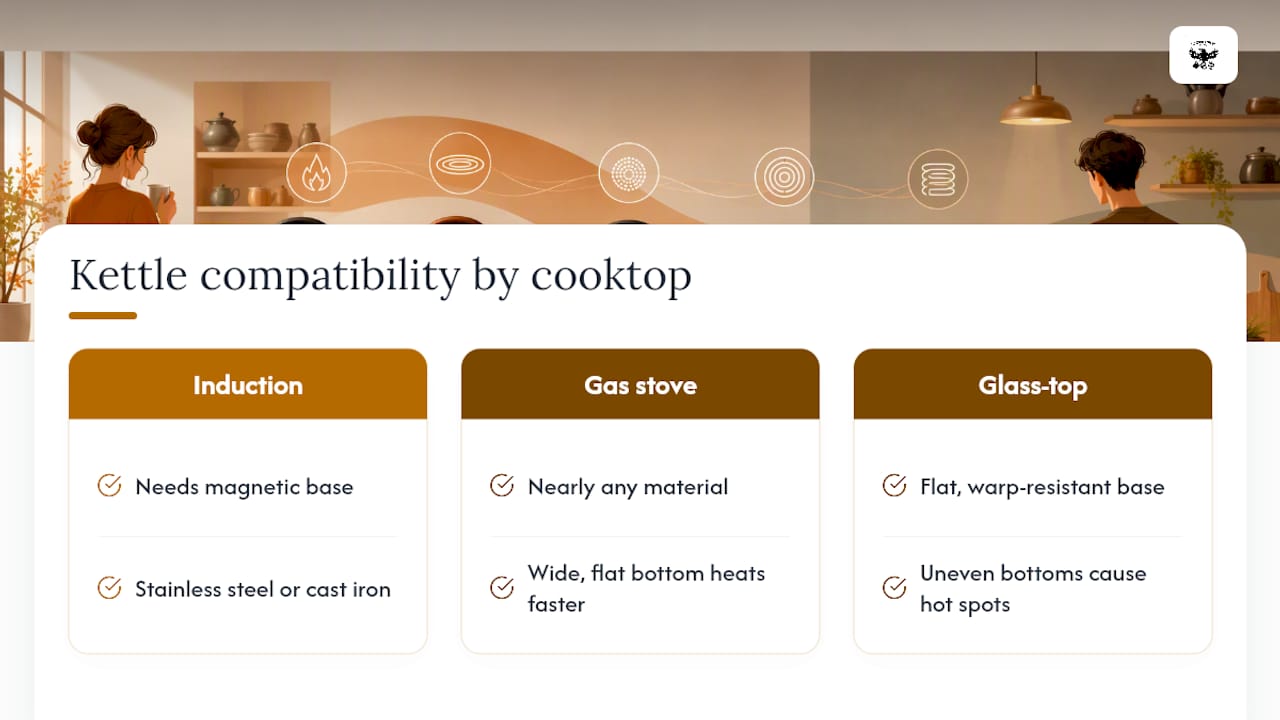 Kettle compatibility by heat source