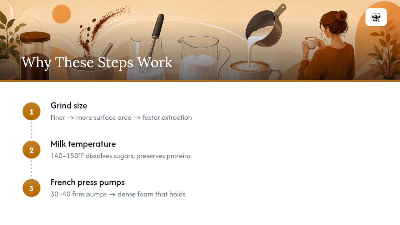 How grind, milk temperature, and pumping affect foam