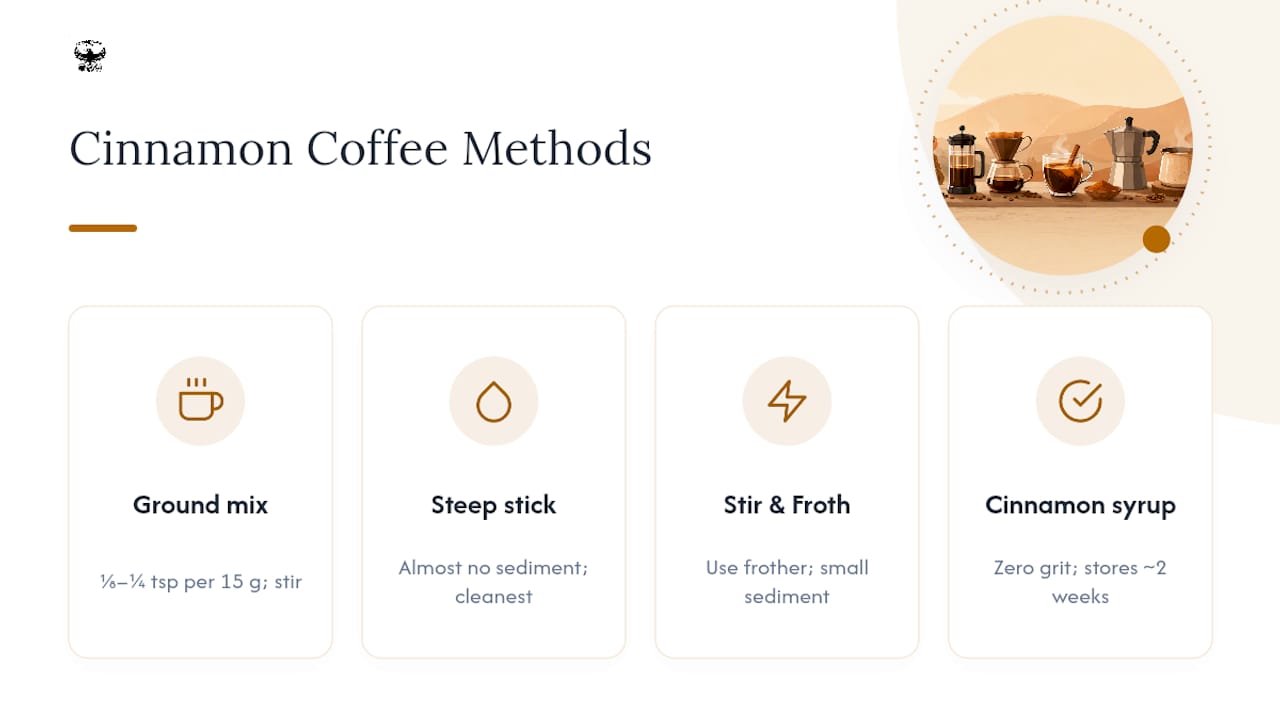 Four cinnamon coffee methods compared