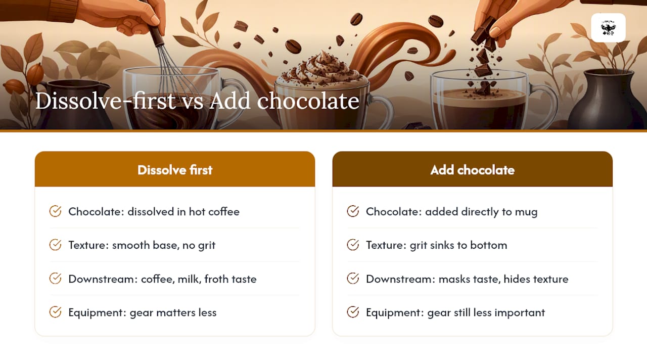Dissolve-first mocha process comparison