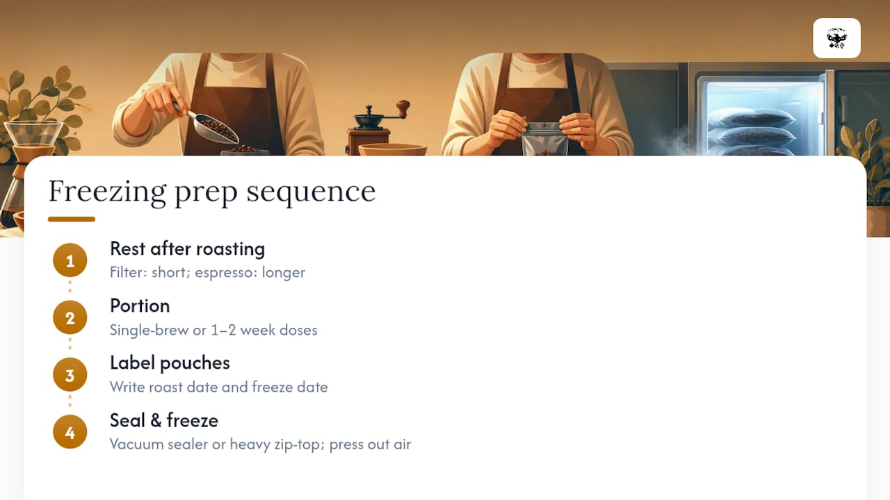 Coffee bean freezing preparation sequence