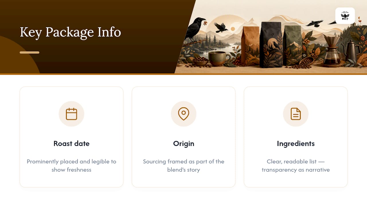 Three coffee package transparency fields