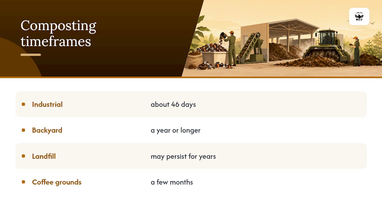 Composting timelines across disposal environments