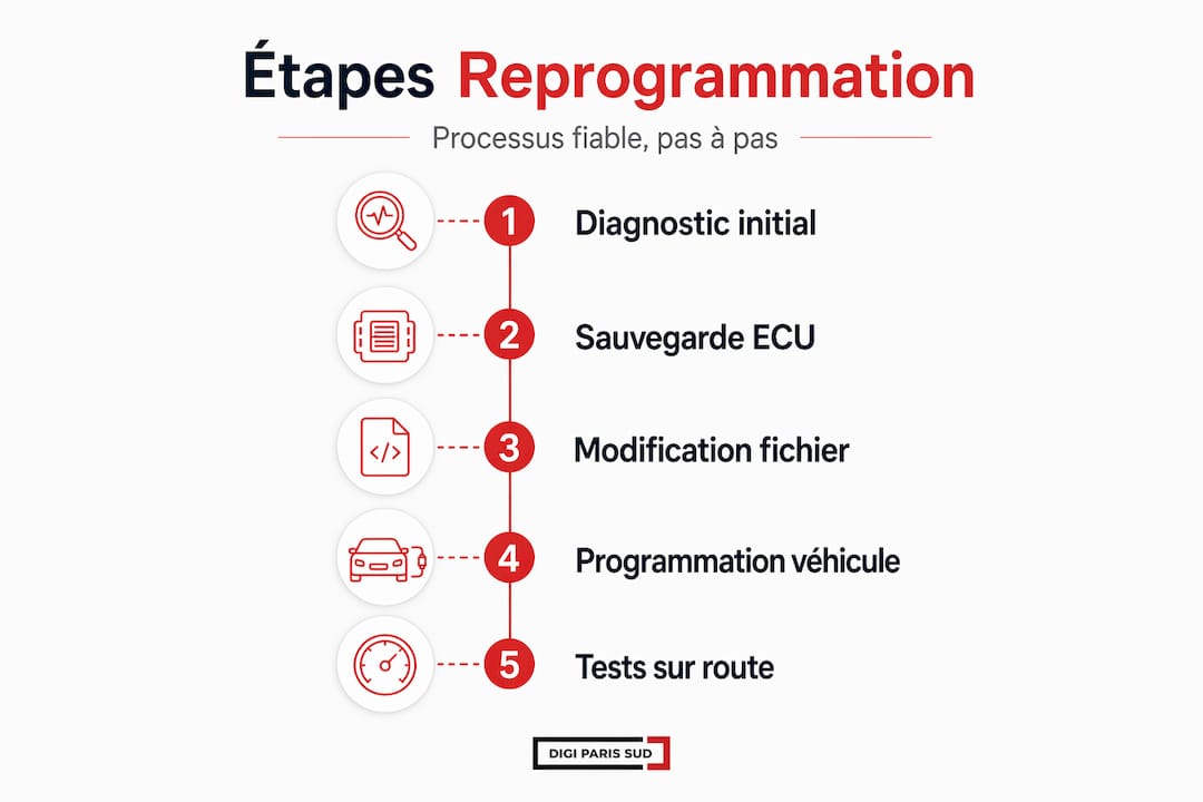 Schéma détaillé du processus de reprogrammation moteur