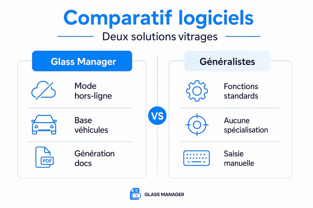Comparatif visuel de deux solutions logicielles dédiées à la gestion du pare-brise