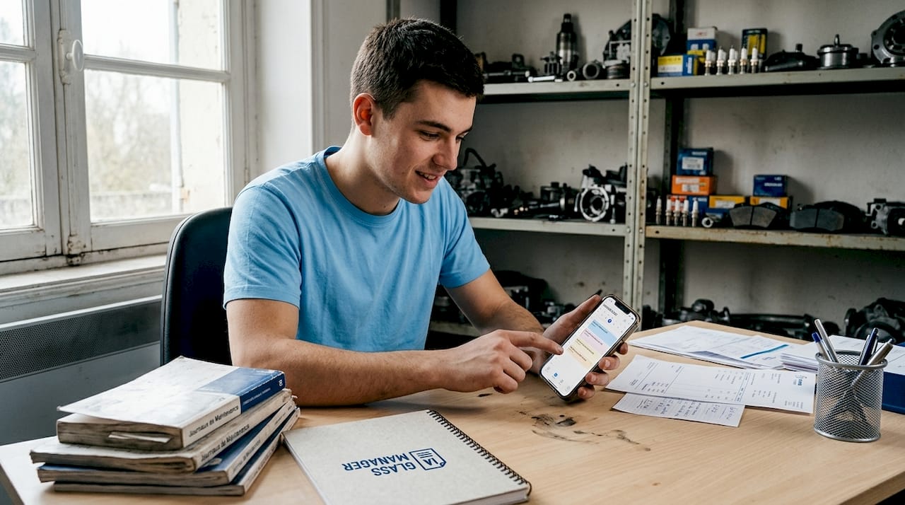 Un technicien met à jour le planning d’entretien des véhicules.