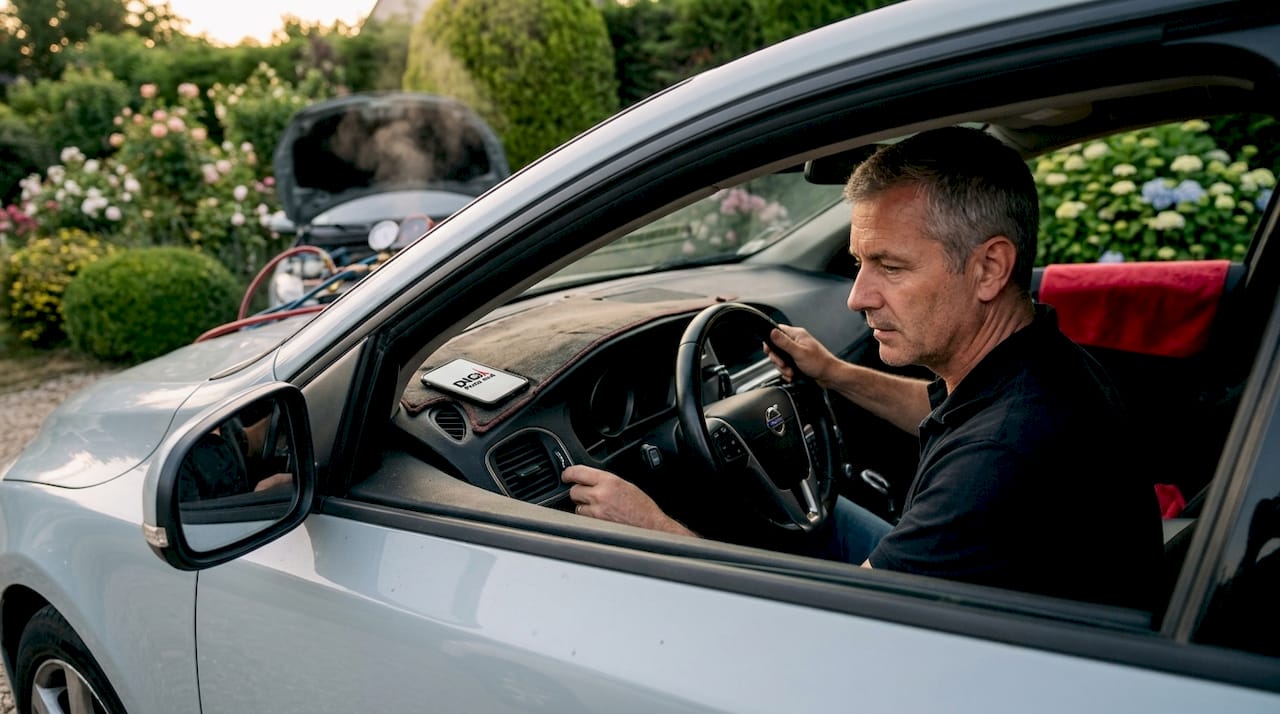 Le conducteur vérifie l’état de son moteur après une opération de décalaminage.