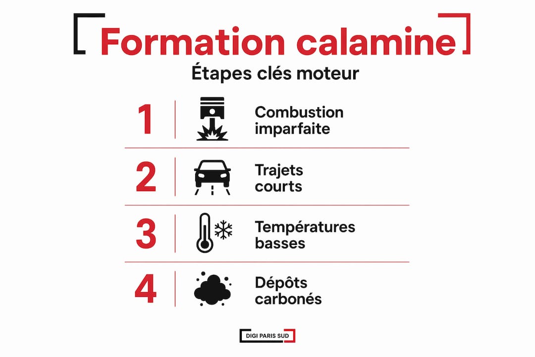 Infographie présentant les différentes étapes de formation de la calamine