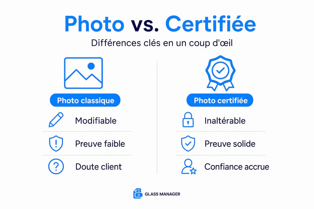 Infographie : photo classique vs photo certifiée – le match en un coup d'œil