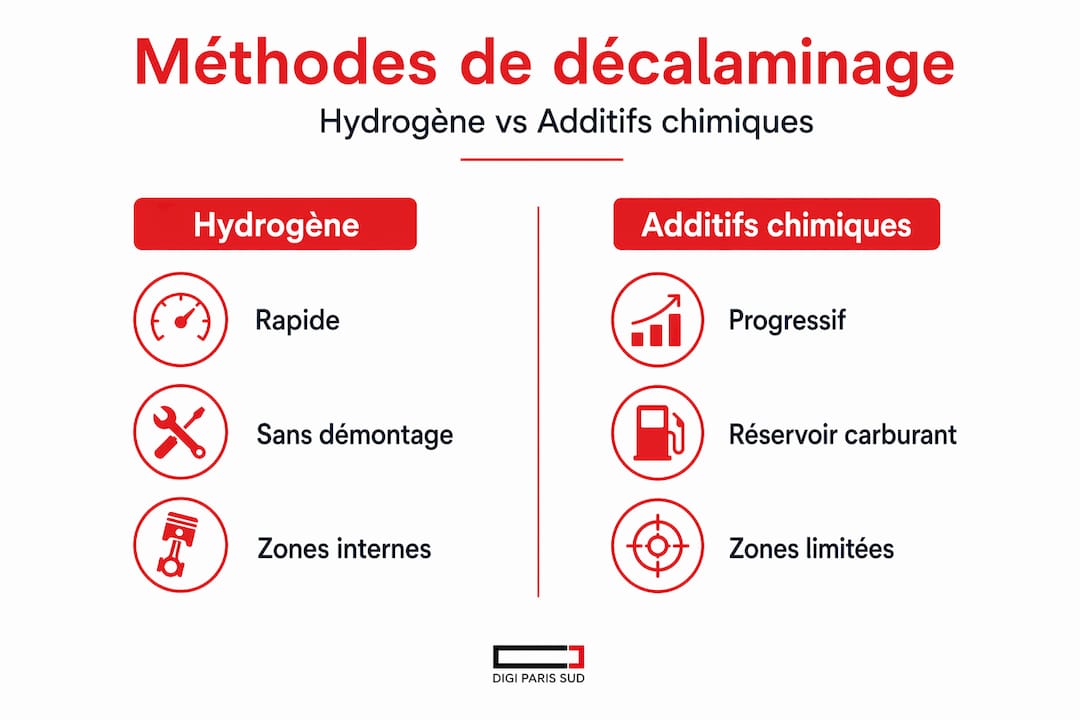 Comparatif visuel entre l’hydrogène et les additifs chimiques