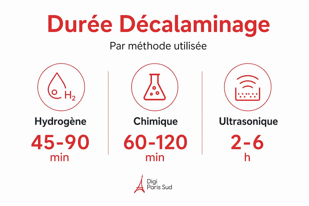 Comparatif des temps moyens selon les différentes techniques de décalaminage