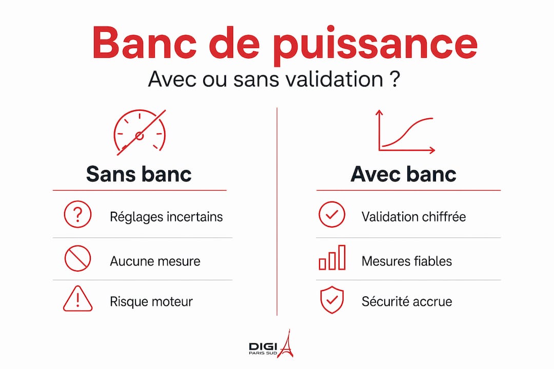 Comparatif des bancs d’essai pour moteurs sous forme d’infographie
