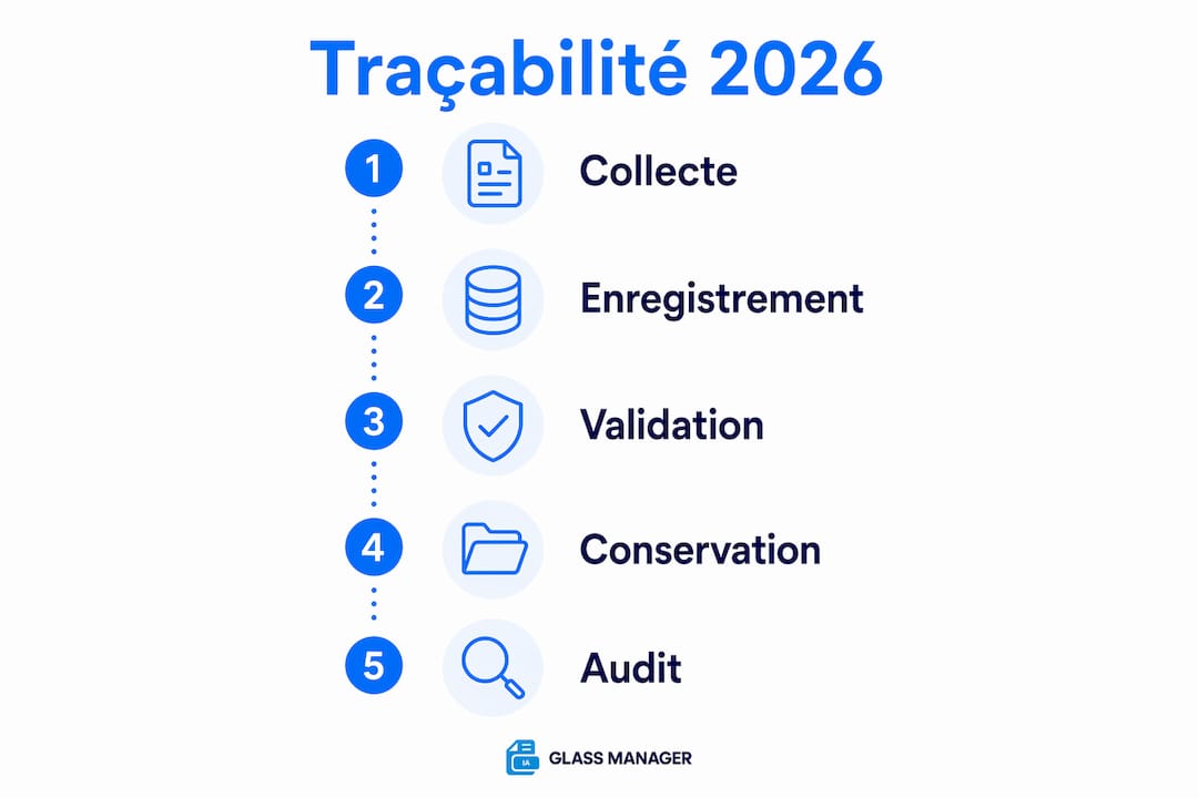 Visuel présentant les principales étapes du suivi de traçabilité