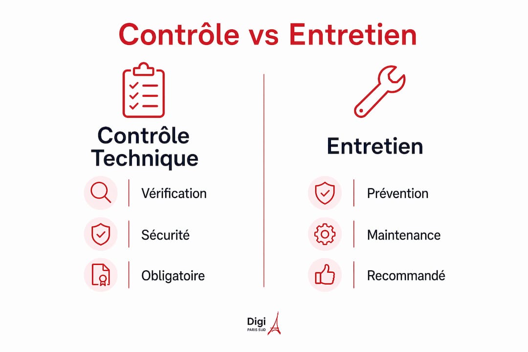 Infographie : quelles différences entre le contrôle technique et l’entretien de votre voiture ?