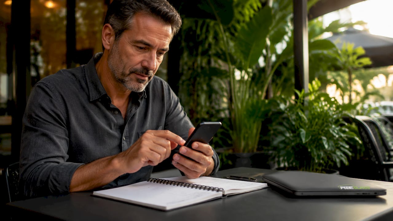 Une personne consulte un devis d’assurance auto directement sur son smartphone.