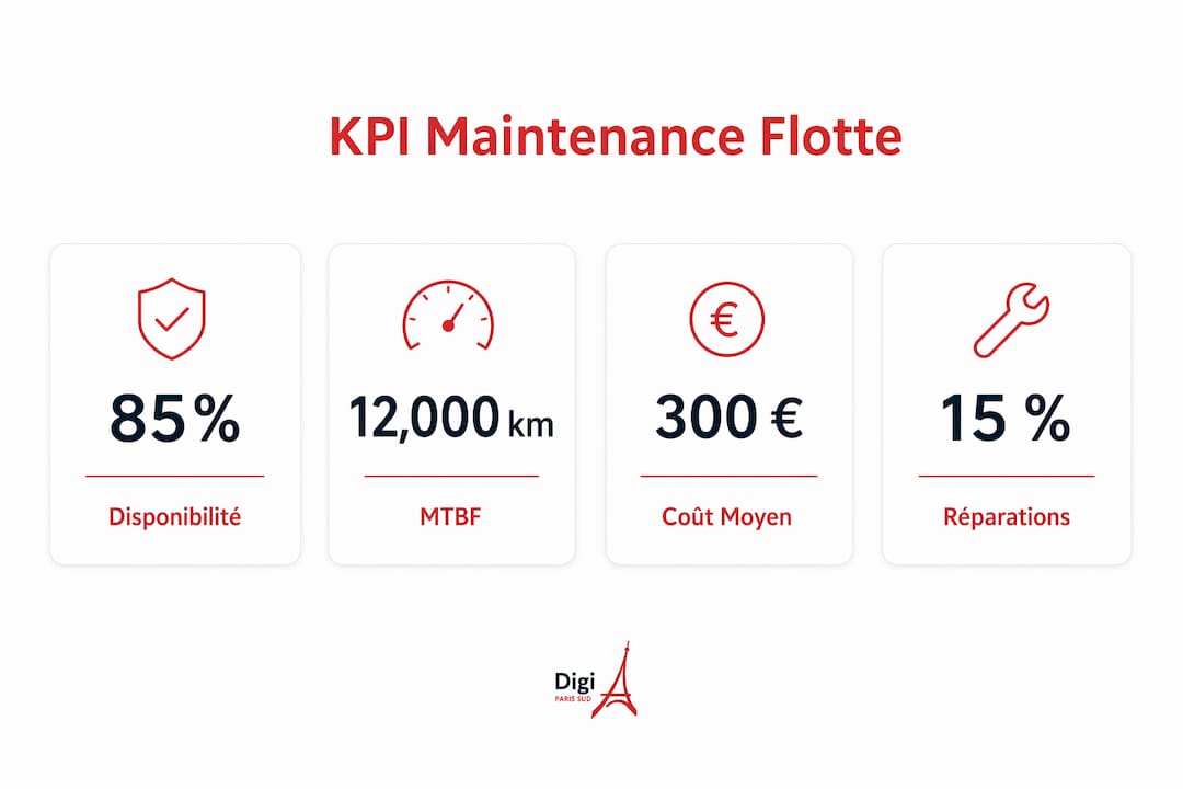Visuel récapitulatif des principaux indicateurs de performance pour la gestion de flotte