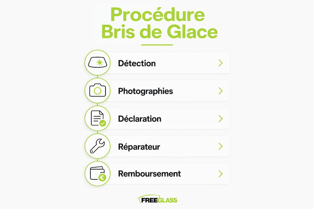Schéma détaillé des différentes étapes à suivre en cas de bris de glace