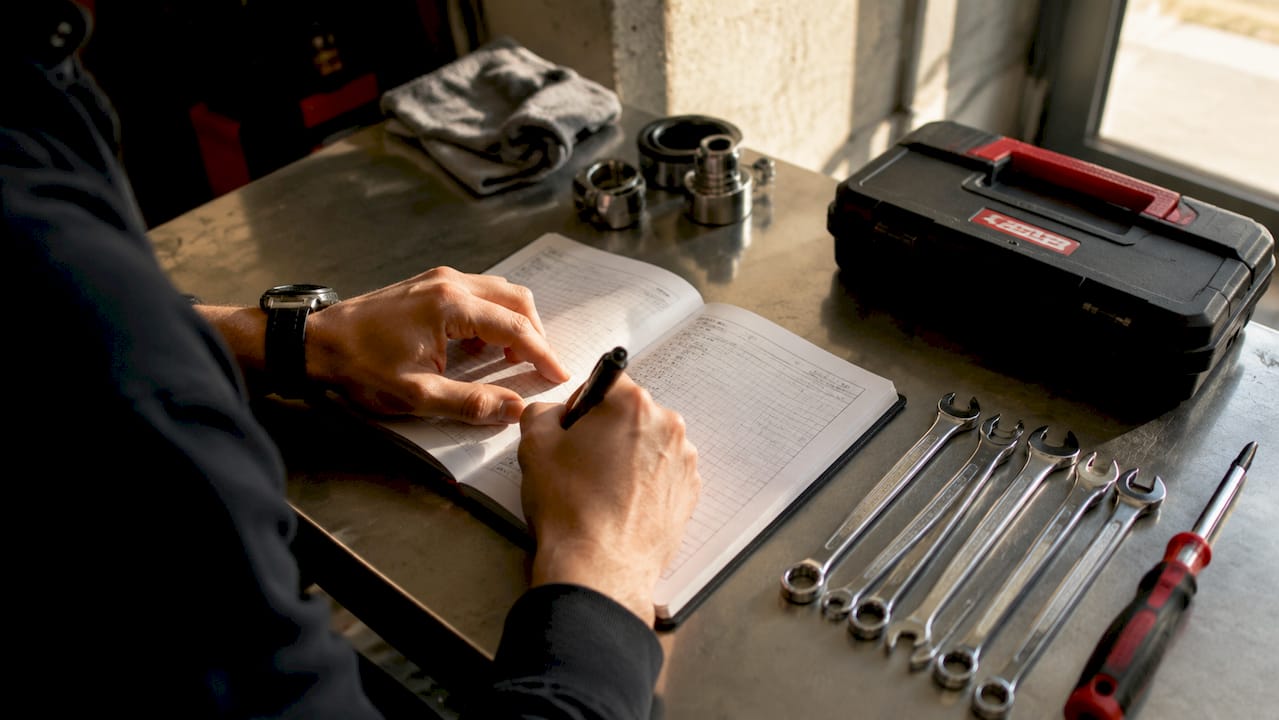 Des mains qui notent soigneusement dans un carnet lors d’un entretien