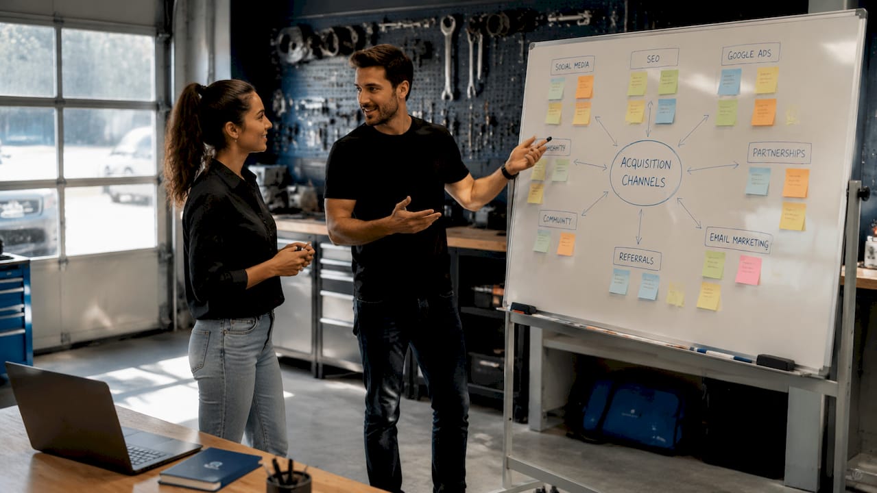 L’équipe de l’atelier échange sur les différents moyens d’attirer de nouveaux clients.
