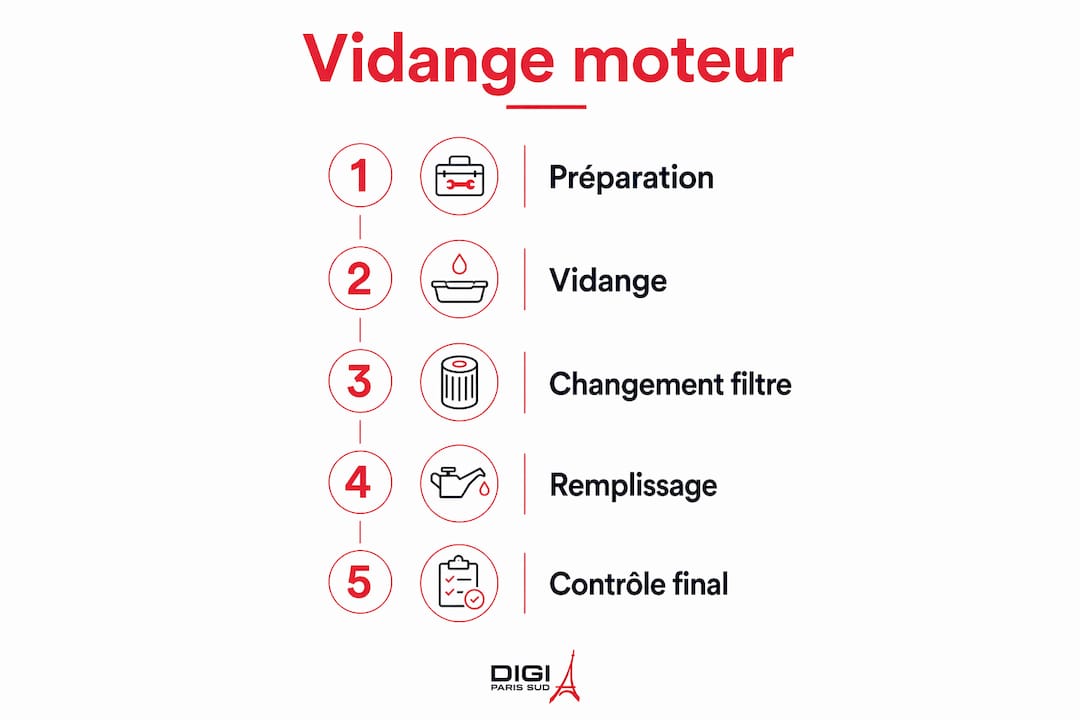Infographie : les différentes étapes pour réussir la vidange de votre moteur
